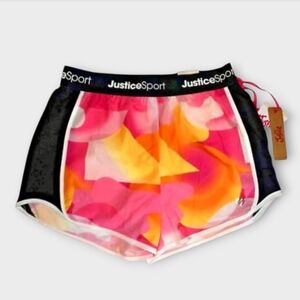 NWT Justice Sport Girl's Pink and Yellow Running Short ~sz L 12/14